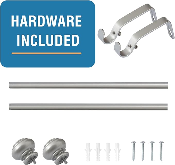 H.VERSAILTEX Curtain Rods for Windows 16.2 to 28.2 Inches 3/4 inch Diameter Adjustable Decorative Telescoping Curtain Rod with Brackets Heavy Duty Splicing Window Rods with Classic Finials, Nickel
