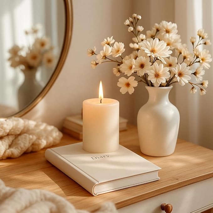 CW Studio 6 Pack 2.8x4 Inch Ivory Unscented Pillar Candles – Long 44 Hour Burn, Smokeless & Dripless – Premium Wax with Cotton Wick – Perfect for Weddings, Events, Home, Rustic & Elegant Décor