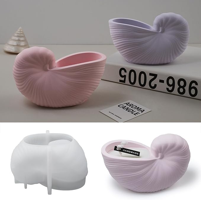 Shell Flower Pot Silicone Mold DIY Conch Candle Jar Jewelry Storage Box Concrete Resin Plaster Mould