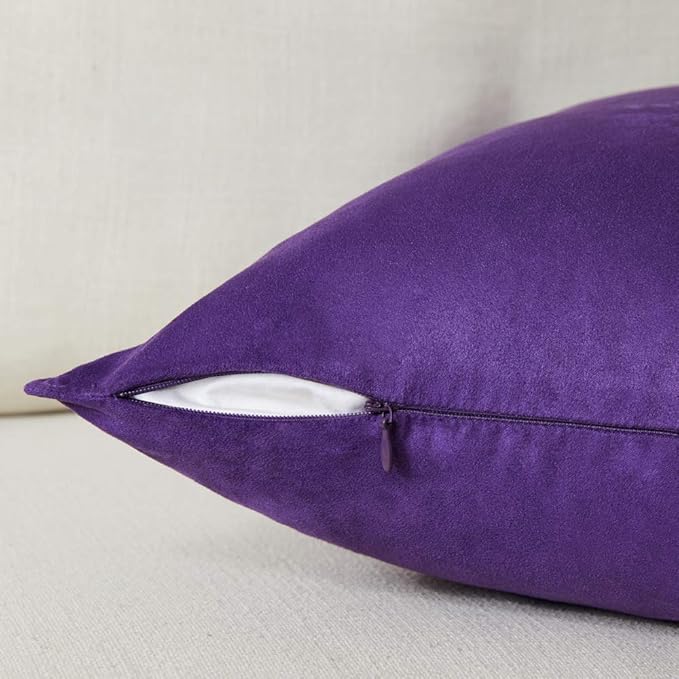 Fancy Homi 24x24 Pillow Covers, Pack of 2 Purple Throw Pillow Covers, Super Soft Faux Suede Square Solid Cushion Cover for Couch Sofa Bedroom Living Room 60x60 cm