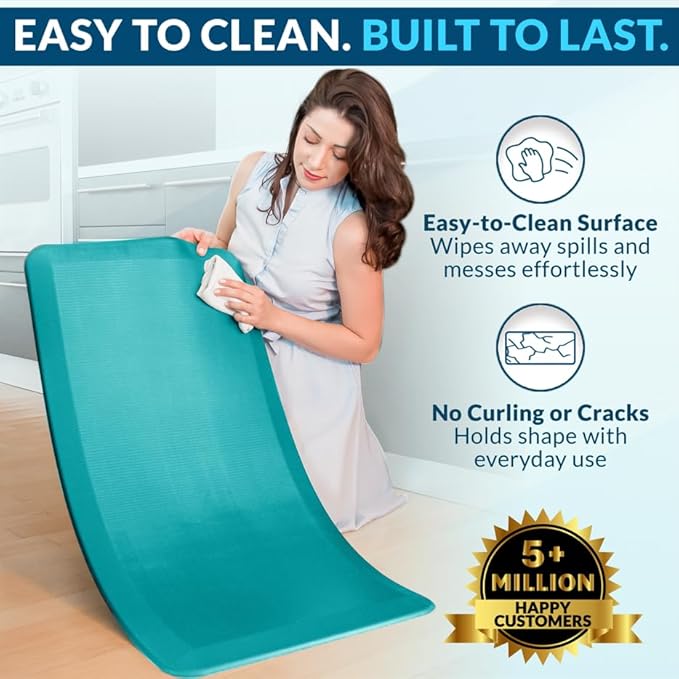 ComfiLife Anti Fatigue Floor Mat – 3/4 Inch Thick Perfect Kitchen Mat, Standing Desk Mat – Comfort at Home, Office, Garage – Durable – Stain Resistant – Non-Slip Bottom (24" x 70", Teal)