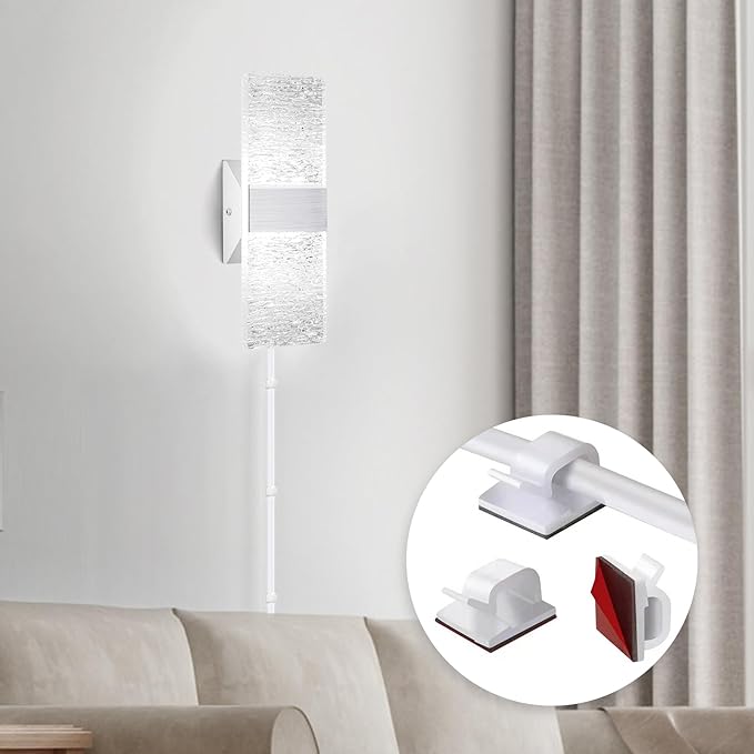 Plug in Wall Sconces with Adjustable 3000K-6500K Colors & 10%-100% Brightness, Sconces Wall Decor Set of 2 with Remote Control, 12W Acrylic LED Plug in Wall Light (1 Pack, Corrugated Finish)