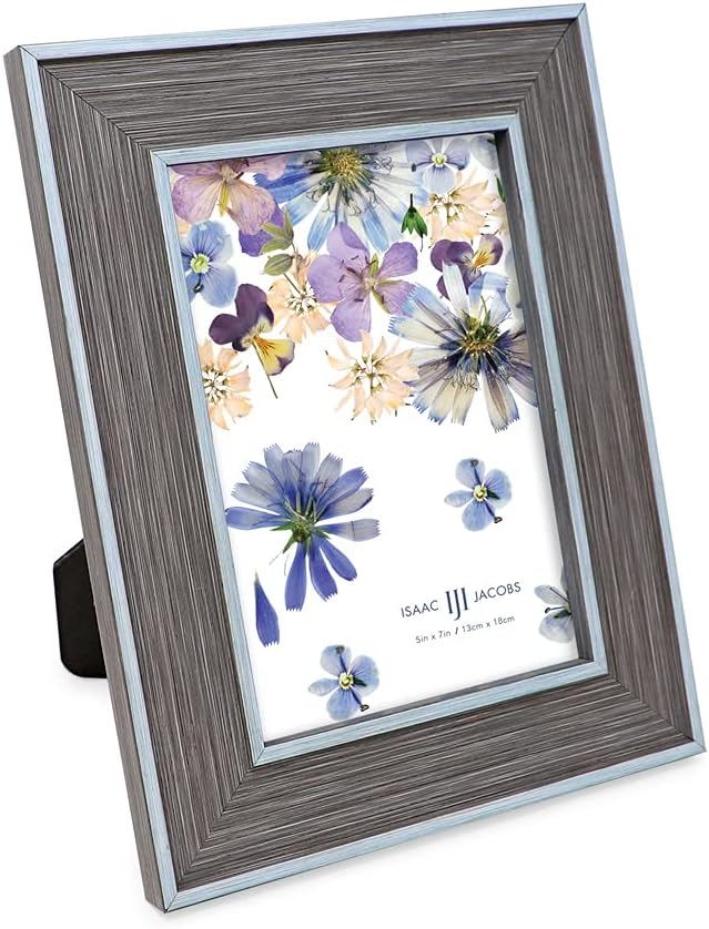 Isaac Jacobs 11x14 (Matted 8x10) Brown w/Blue (Vertical & Horizontal) Double Border Picture Frame, Wall-Mountable, Made for Photo Gallery and Wall Art, Home or Office (11x14, Brown W/Blue)