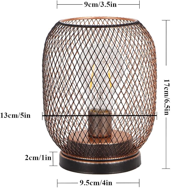 TRIROCKS Set of 4 Battery Operated Lamp LED Table Lantern, Metal Cage Cordless Lamps with LED Bulb，Vintage Decorative Outdoor Lantern for Weddings, Parties, Patio, Events for Indoors Shelf Decor