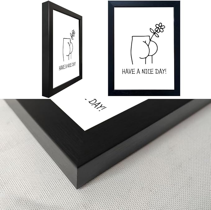 Black and White Bathroom Wall Decor, Funny Bathroom Wall Art, Humoristic Restroom Wall Decor, Framed Minimalist Canvas Print Painting for Decor