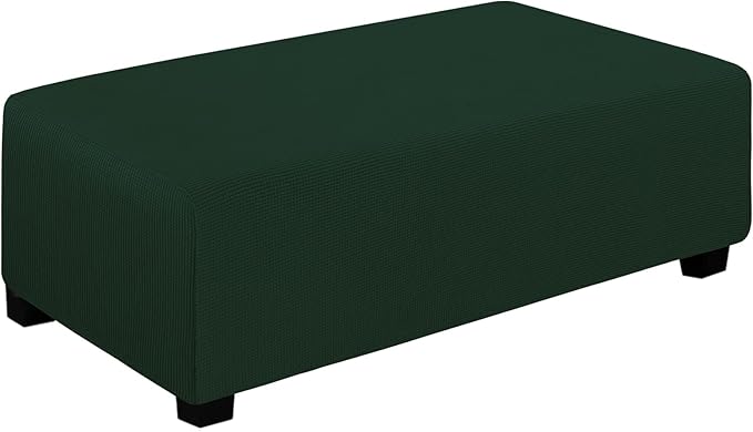 Easy-Going Stretch Ottoman Cover Folding Storage Stool Furniture Protector Soft Rectangle slipcover with Elastic Bottom (XX-Large,Dark Green)