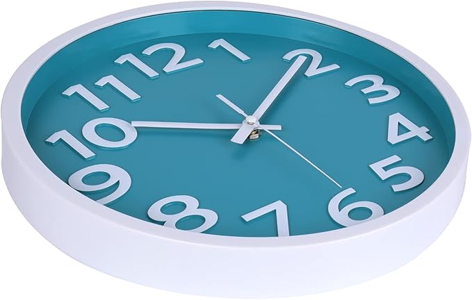 Wall Clock Silent Non Ticking Indoor Outdoor Clock Battery Operated Easy to Read Analog Decorative Clocks for Bedroom Office Home Patio Pool Porch Decor,12 Inch Aqua