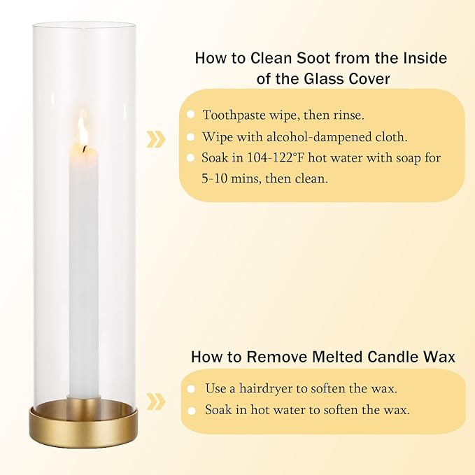 Romadedi Candlestick Candle Holders Hurricane Glass - 12 Inch Clear Gold Taper Candle Holders for Table Centerpiece Wedding Party Birthday Christmas Decor Home Decorations, Set of 2