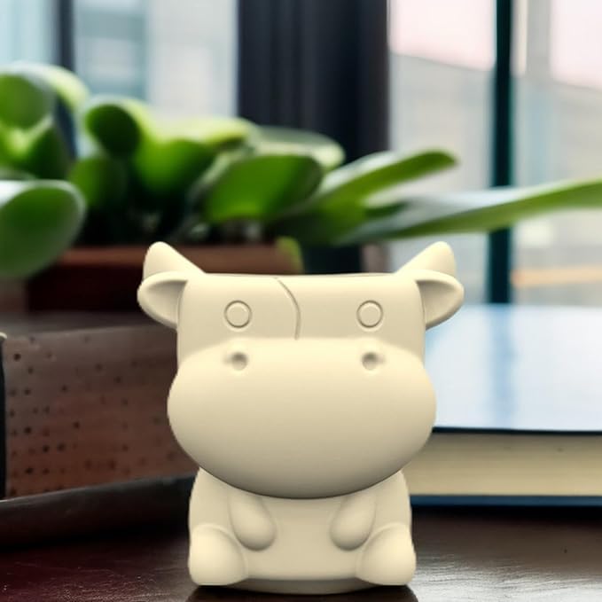 Cow Shape Concrete Flower Pot Silicone Mold Succulent Planter Vase Cement Clay Mold Plaster Epoxy Resin Pen Holder Mould