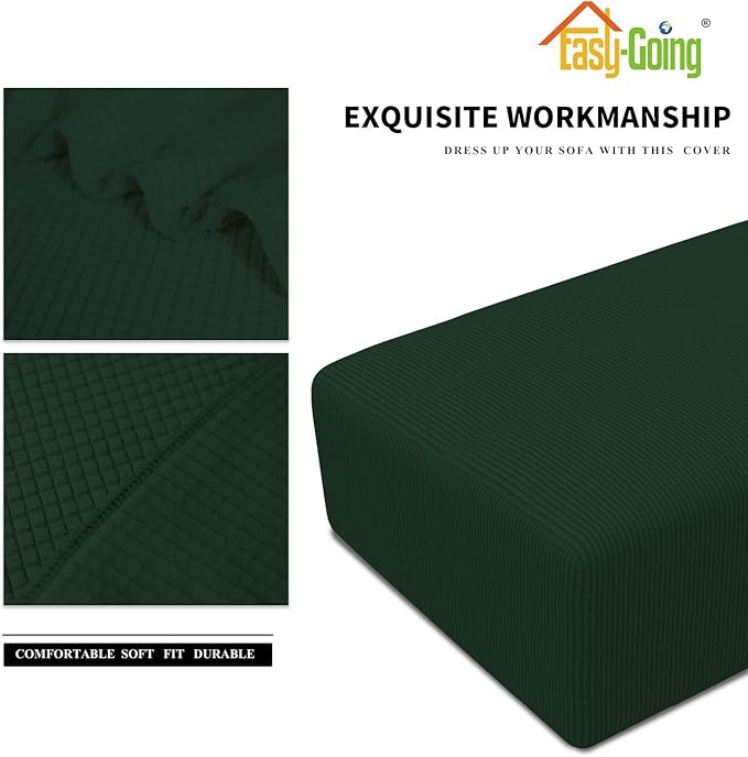 Easy-Going Stretch Ottoman Cover Folding Storage Stool Furniture Protector Soft Rectangle slipcover with Elastic Bottom (XX-Large,Dark Green)