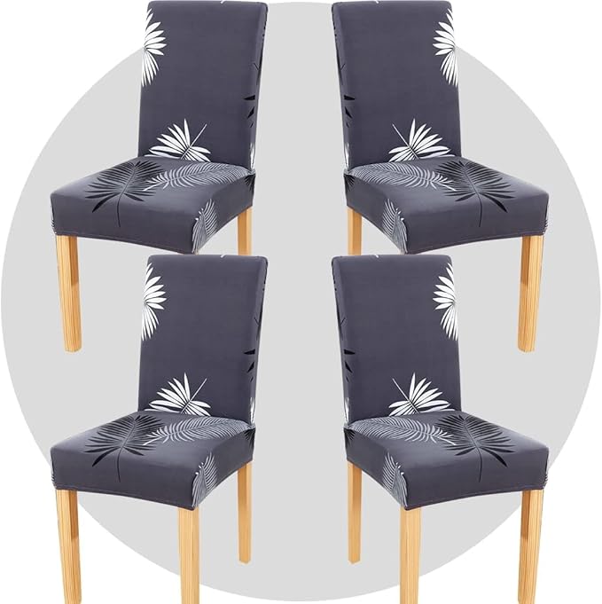 Stretch Chair Covers Slipcovers Set of 4 Printed Stretchable Dining Chair Slipcover Washable Removable for Kitchen,Hotel,Restaurant
