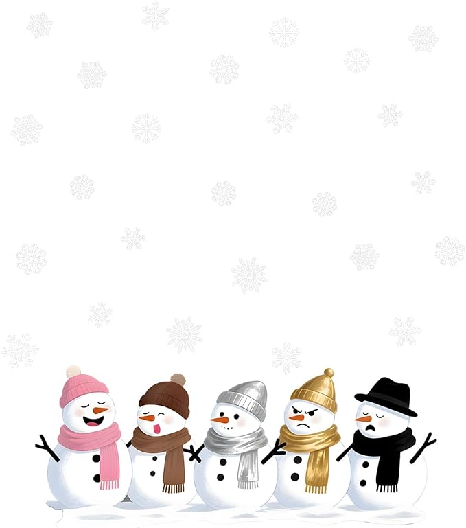 Snowman Wall Decals for Winter | Peel and Stick Christmas Decorations – Removable Holiday Snowflake Wall Stickers for Home, Living Room, Windows, Office, or Seasonal Décor – 5 Snowmen Design