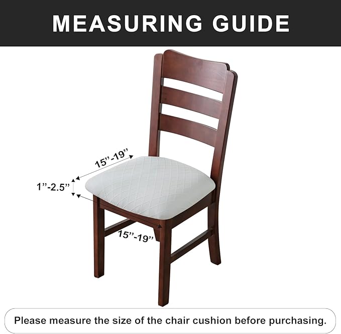 Genina Waterproof Seat Covers for Dining Room Chairs Covers Dining Chair Cover Kitchen Chair Covers (White, 6 Pcs)