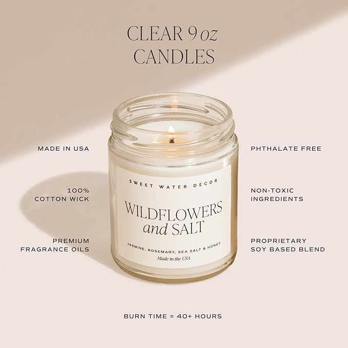 Sweet Water Decor Cinnamon Roll Candle - Fall Scented with Cinnamon, Icing and Buttery Pastry for Home - Soy Candle with 40 Hours Burn Time - 9Oz Gold Lid Clear Jar Autumn Scents
