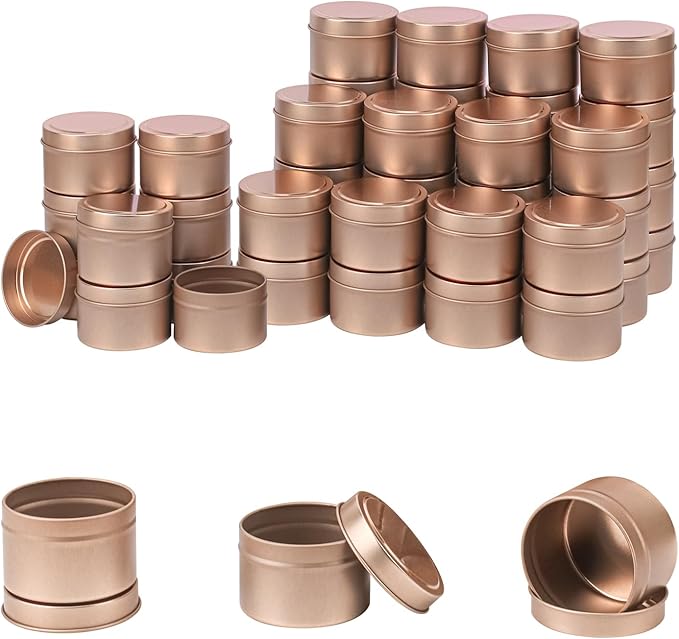 IHDYPPEW 48 Pack 4 oz Rose Gold Tins with Lids, Candle Containers, Empty Candle Jars Bulk, Candle Jars for Making Candles, Candle Supplies for Party Favors, Spices, Jewelry, Cosmetics