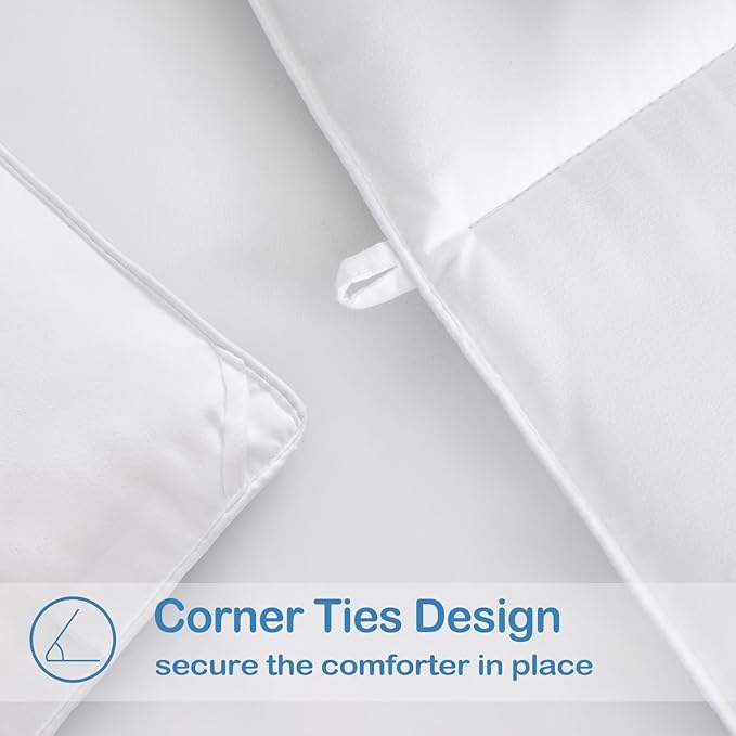 EASELAND Oversized Queen Down Alternative Comforter - Quilted Duvet Insert for All Seasons, Soft Lightweight with Corner Tabs, Summer Winter Warm Bedding, White 98×98 Inches