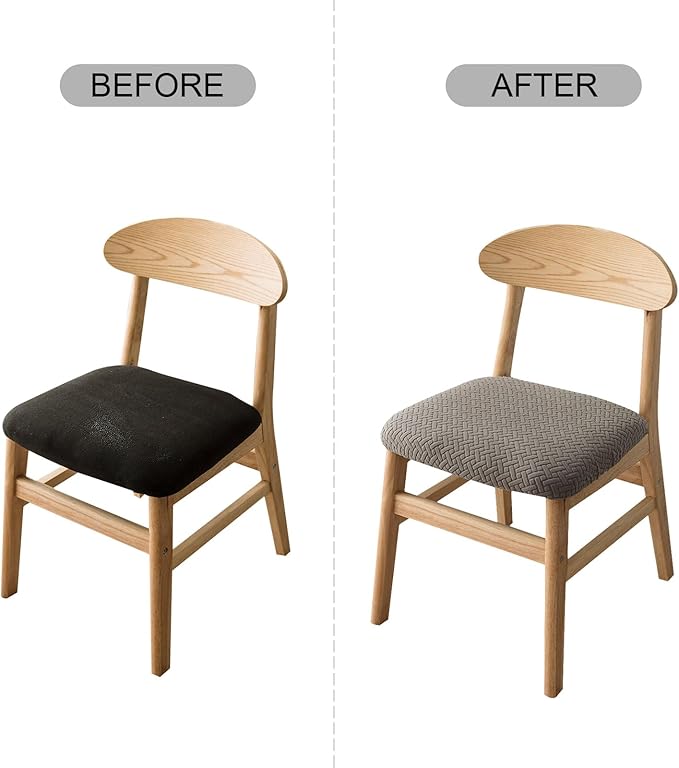Genina Seat Covers for Dining Room Chair Seat Slipcovers Kitchen Chair Covers (Gray, 4 Pcs)