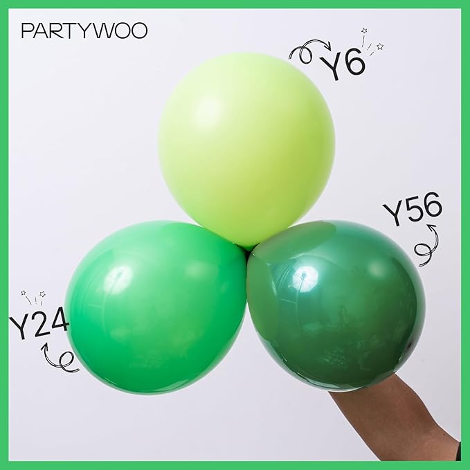 PartyWoo Green Balloons, 85 pcs Green Balloons Different Sizes Pack of 18 Inch 12 Inch 10 Inch 5 Inch for Balloon Garland Arch as Birthday Decorations, Wedding Decorations, Baby Shower Decorations