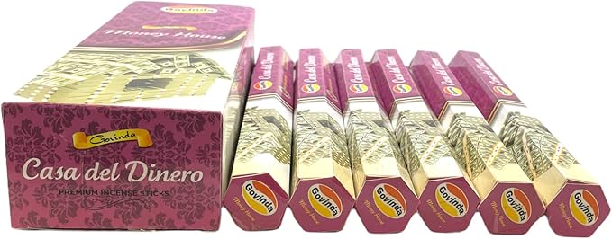 Govinda Incense - 120 Incense Sticks, Premium Incense, Masala Coated (Money House)