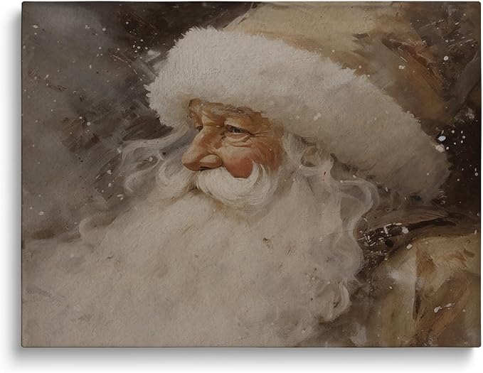 Neutral Rustic Santa, Vintage Christmas Print, 12x16inch Unframed - Perfect for Living Room, Office, and Holiday Decor