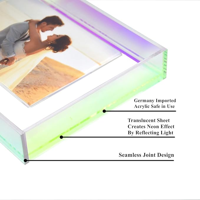 11x14 Acrylic Picture Frame Neon Floating Photo Frame for Wall Mount and Tabletop Decorative in Gallery Home Office, Iridescent