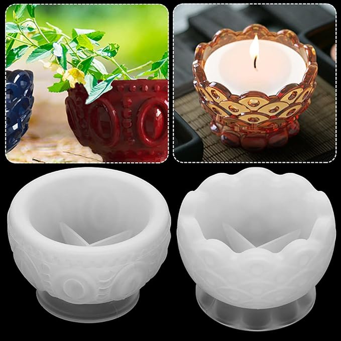 Silicone Flower Pots Molds, Silicone Planter Concrete Cement Clay Molds Resin Round Bowl Moulds Candle Soap Making Moulds