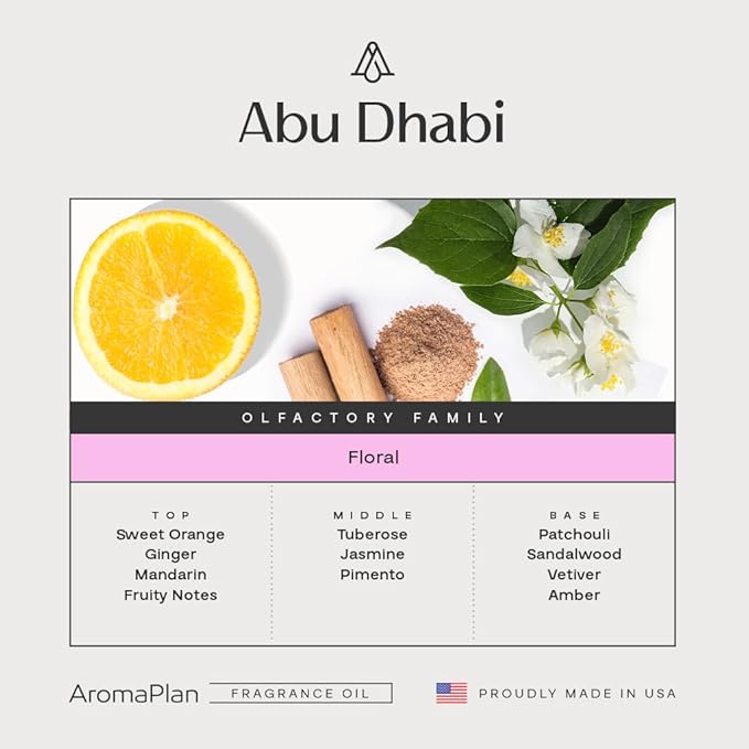 AromaPlan Hotel Scents ABU Dhabi 5 Fl Oz (148ml), Home Luxury Aroma & Hotel Fragrance Diffuser Oil- Hotel Diffuser Oil for Aromatherapy- USA Made, Bigger Bottle, Bolder Aroma & Longer Lasting