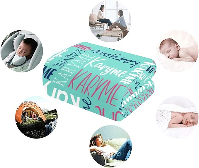 Personalized Blankets with Names Baby Gifts for Girls Boys Custom Soft Fleece and Sherpa Name Blanket for Kids and Adults Birthday for Daughter Son Granddaughter Grandson (Cyan)