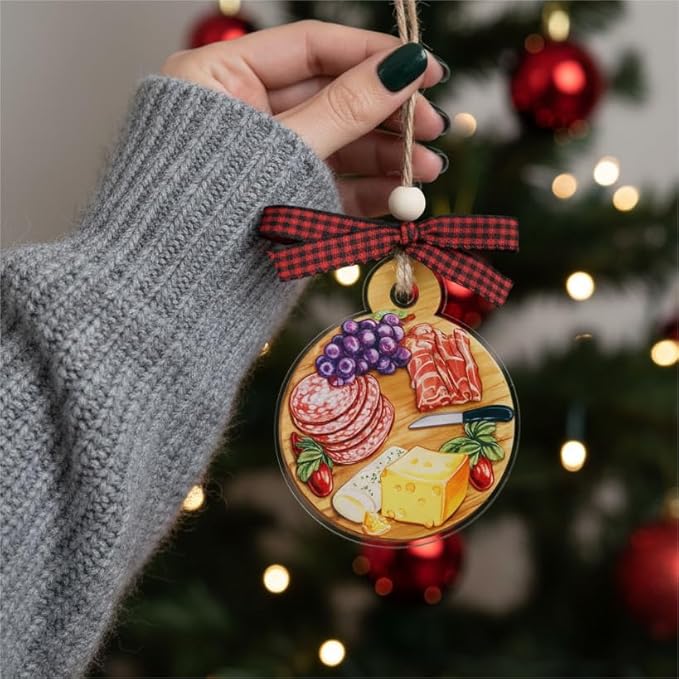 Charcuterie Board Ornament - Charcuterie Ornament for Christmas Tree - Christmas Food Gift for Food Lovers, Men, Women - Funny Acrylic Christmas Tree Hanging Kitchen Decor Ornaments 2025