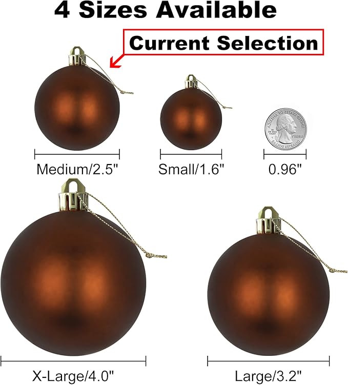 Bronze & Gold 2.5" Christmas Balls Christmas Tree Decoration Ornaments Shatterproof Hanging Balls for Birthday Halloween Holiday Wedding Decorations Set of 36pcs