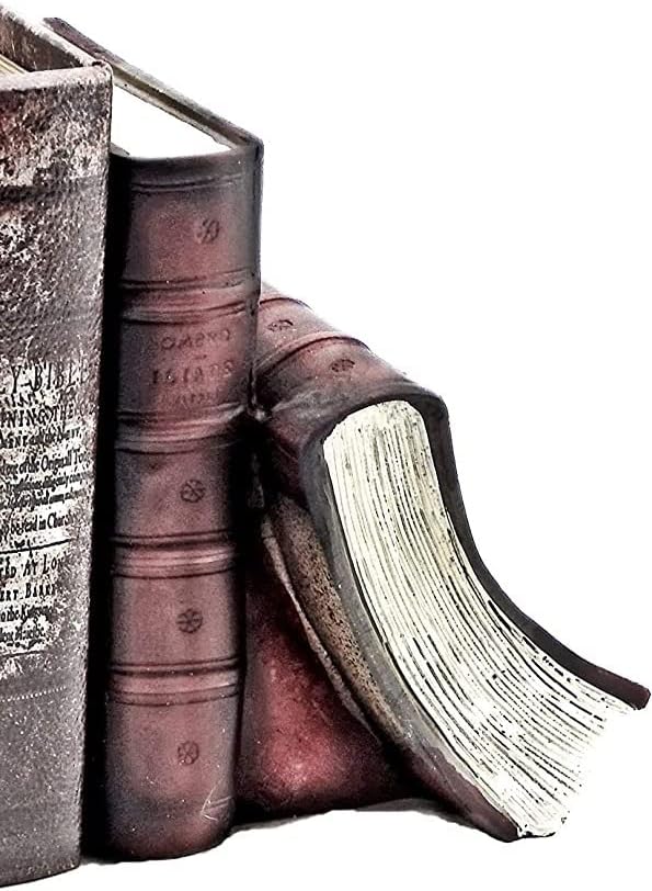 Bellaa 23509 Decorative Bookends Vintage Books Antiques Retro Old World Farmhouse Boho Bookshelf Library Home Decor 7 inch