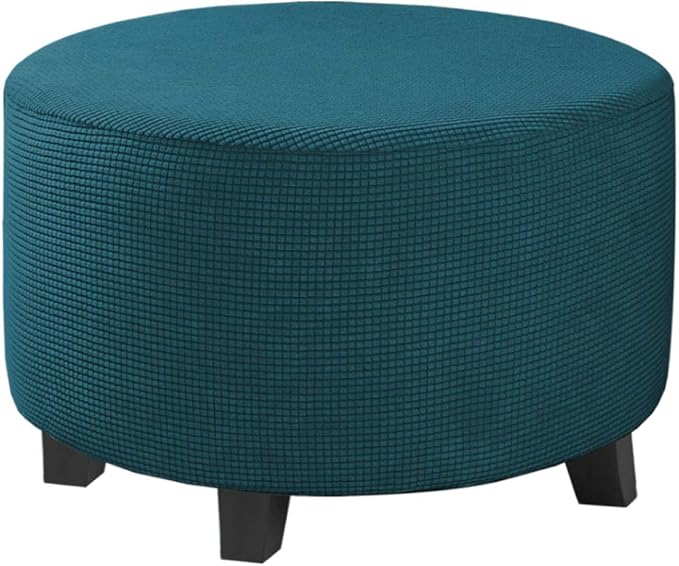 H.VERSAILTEX Ottoman Cover Stretch Ottoman Slipcover Round Ottoman Storage Cover Folding Stool Covers Furniture Protector Cover for Footrest Ottoman Fit Dia 20" - 23", Deep Teal