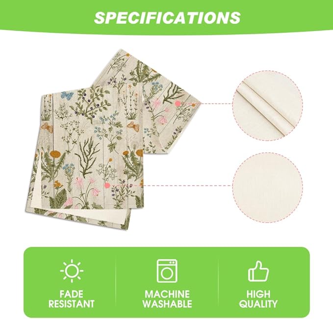 Artoid Mode Wood Wild Flowers Floral Spring Table Runner, Seasonal Summer Kitchen Dining Table Decoration for Home Party Decor 13x36 Inch