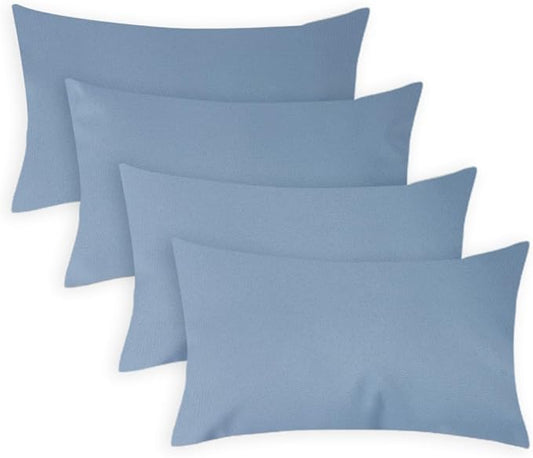 Covers & All Premium Square Throw Pillow Inserts with Covers Set of 4, 14 x 22 Inches Sky Blue, Decorative Cushions for Couch Sofa Home Decor Office Travel UV Resistant Waterproof Soft Cushions
