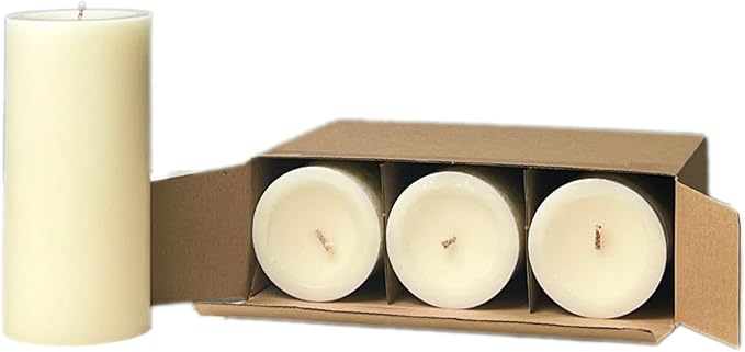 CW Studio 3 Pack 2.8x6 Inch Ivory Unscented Pillar Candles – Long 70 Hour Burn, Smokeless & Dripless – Premium Wax with Cotton Wick – Perfect for Weddings, Events, Home, Rustic & Elegant Décor
