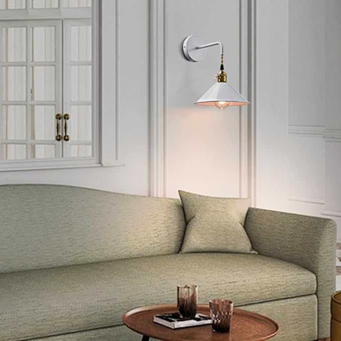 Plug-in Wall Lamp with Umbrella Shade, Bright White Wall Light Fixture Set of Two with On/Off Switch Nordic and Industrial Wall Sconces for Cabinet Bedroom bar