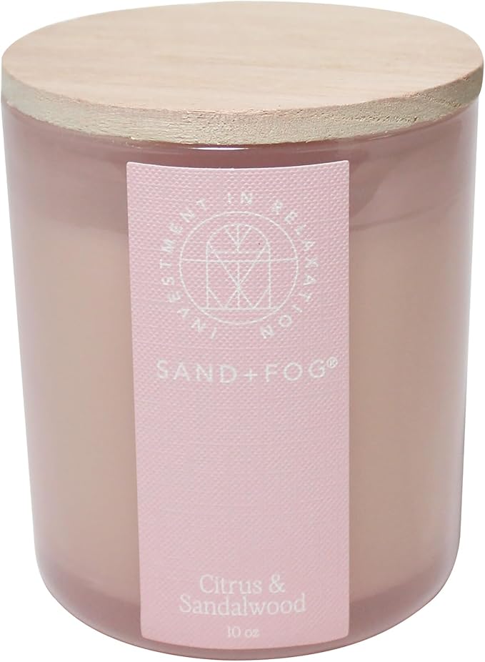 Sand + Fog Scented Candle - Citrus & Sandalwood – Additional Scents and Sizes – 100% Cotton Lead-Free Wick - Luxury Air Freshening Jar Candles - Perfect Home Decor – 10oz