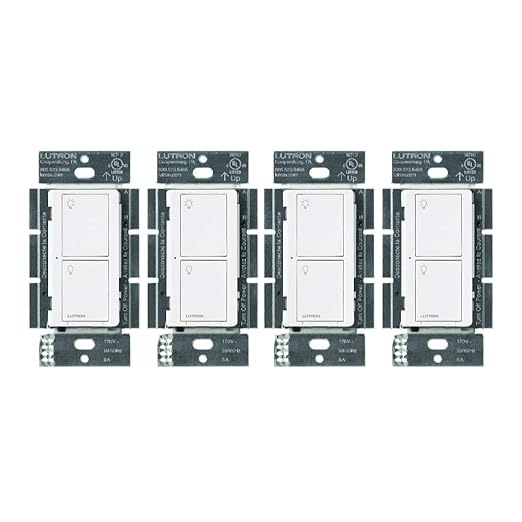 Lutron Caseta Original Smart Light Switch (Lutron Smart Hub Required), for Home, LED Lights, and Fans, 6 Amp, Single-Pole/3-Way, Neutral Required, PD-6ANS-WH, White, 4-Pack