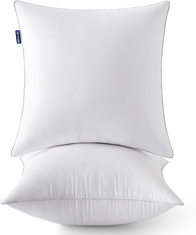 MIULEE 24 x 24 Pillow Inserts (Set of 2) -Decorative Throw Pillows with 100% Cotton Covers Square for Sofa Couch