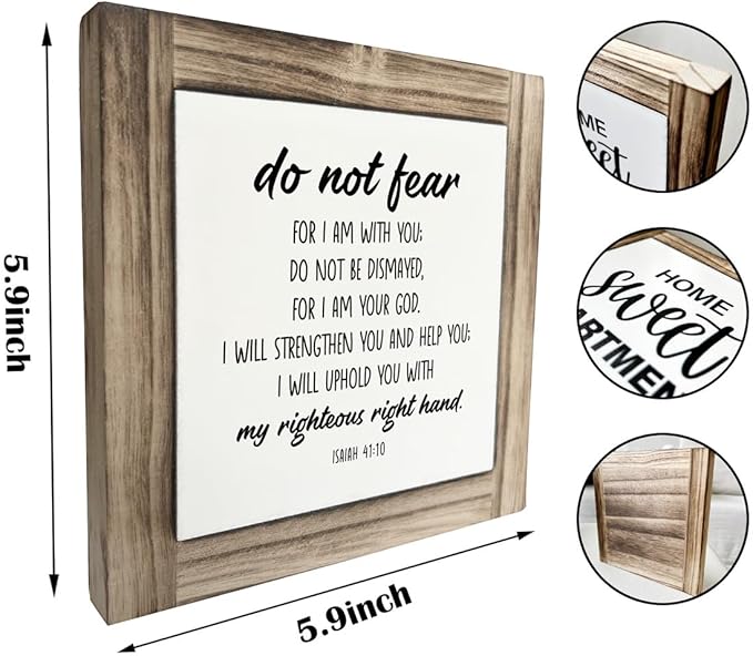 Christian Sign, Box Wood Plaques Desk Décor, Decorative Table Sign, Christian Scripture Wood Plaque, Rustic Home Decor, Inspirational Christian Gift, Isaiah 41:10 - Do Not Fear For I am With You Sign