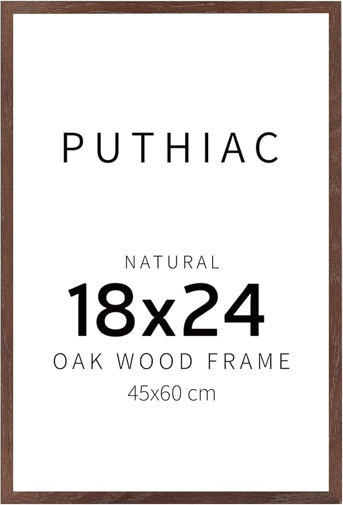 puthiac 18x24 Walnut Oak Wood Frames -18"x24" Poster Frames for Wall, 18x24 Picture Frames for Wall, 18 x 24 Picture Frames, 18 x 24 Frames for Wall (1 Pack, Walnut)