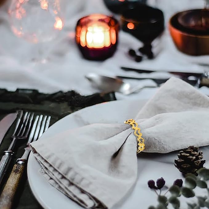 Heart Napkin Rings Set of 6, Gold Valentine's Day Napkin Rings, Love Metal Napkin Rings Holders for Valentine's Day, Mother's Day, Wedding, Anniversary Dinners, Parties Table Decoration