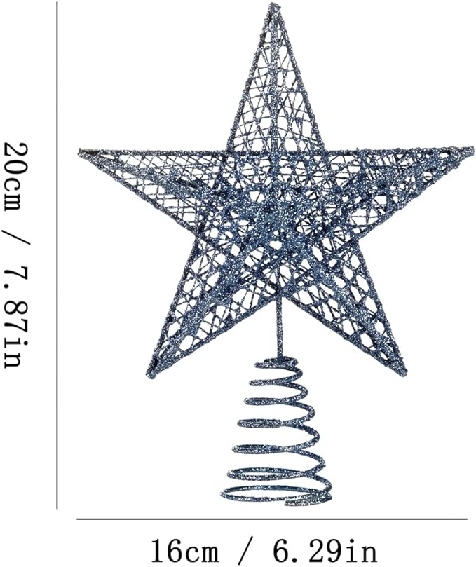 BinaryABC Christmas Tree Topper Star,Glittering Christmas Tree Decoration Ornaments,20cm (Dusty Blue)