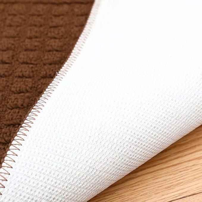 COSY HOMEER 32X20 Inch Anti Fatigue Kitchen Rug Mats are Made of 100% Polypropylene Half Round Rug Cushion Specialized in Anti Slippery and Machine Washable,Brown(3 pcs)