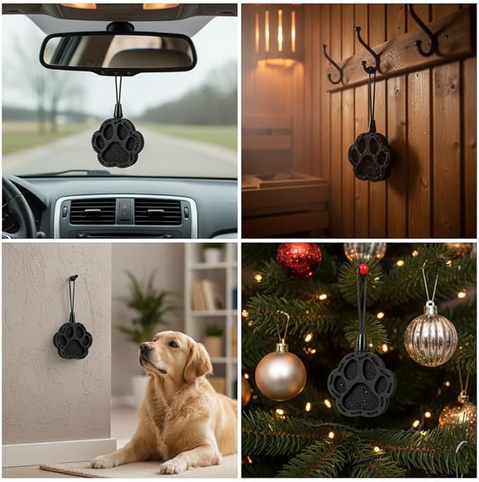 Wood Car Air Freshener — Handmade Car Air Freshener — Paw Designed Fragrance Oil Diffuser in Wooden Gift Box — Aromatherapy Gift Set with Coffee Beans Fragrance Oil - 10 ml