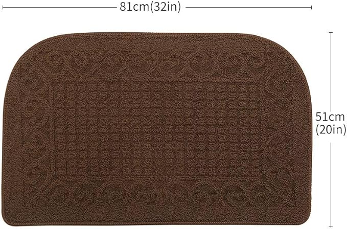 COSY HOMEER 32X20 Inch Anti Fatigue Kitchen Rug Mats are Made of 100% Polypropylene Half Round Rug Cushion Specialized in Anti Slippery and Machine Washable,Brown(3 pcs)