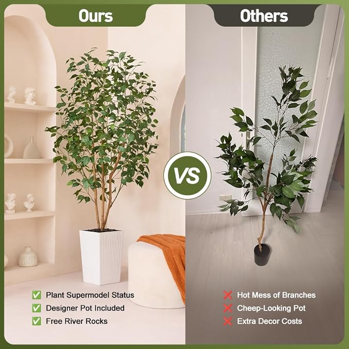 Artificial Olive Tree 6ft, Tall Fake Tree for Indoor & Outdoor Decor with Black Pot & Pebbles, UV Resistant Silk Leaves, Realistic Faux Potted Plant for Living Room,Office,Home Decor,VN137
