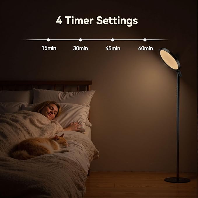 Light Therapy Lamp,12000 Lux UV-Free Sun Lamp Full Spectrum Sunlight Lamp with 12" Panel/71 High/4 Color Temperature/5 Brightness/Remote Control, 2 in 1 Retractable Floor Light Therapy Lamp