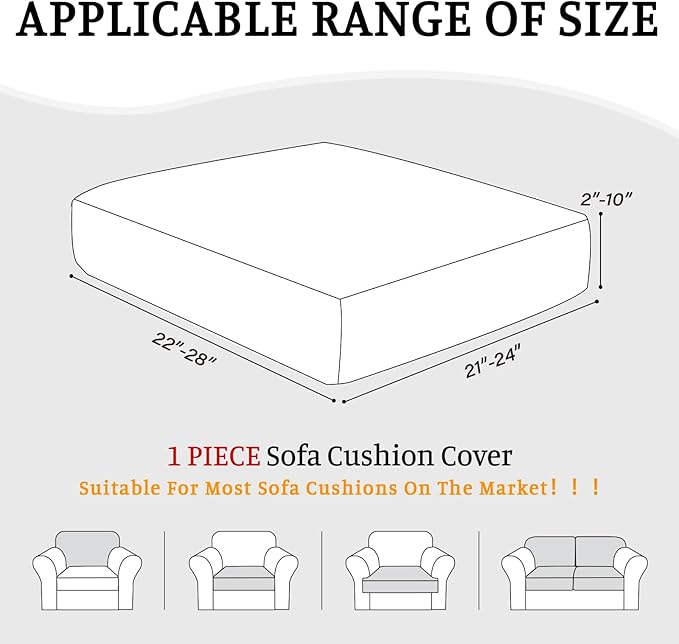 Sectional Couch Covers for Sofa Cushion L Shaped Couch Cover Washable Soft Couch Cushion Covers Stretch Sofa Slipcovers(1-Piece for Sofa Seat or Backrest, White)