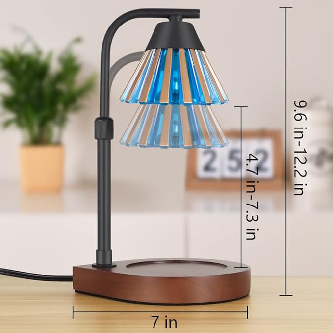 Dimmer Candle Warmer Lamp with Timer, Adjustable Height Farmhouse Electric Wax Melt for Jar Candles, Home Decor Thanksgiving Christmas Day Gifts for Grandma Mom Women (Gold Blue)
